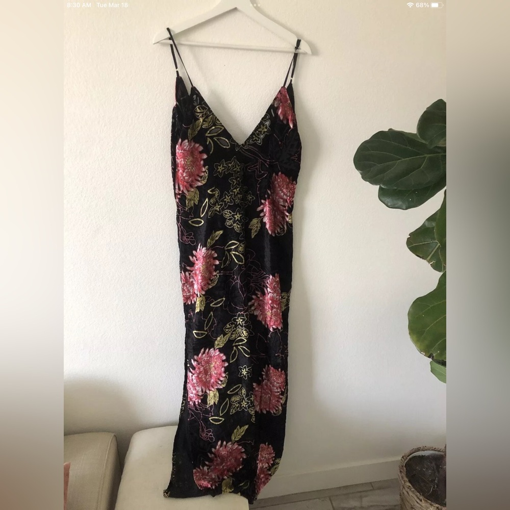 ASA Kaftans Sleeveless Dress in Black Red Size XL Made in India